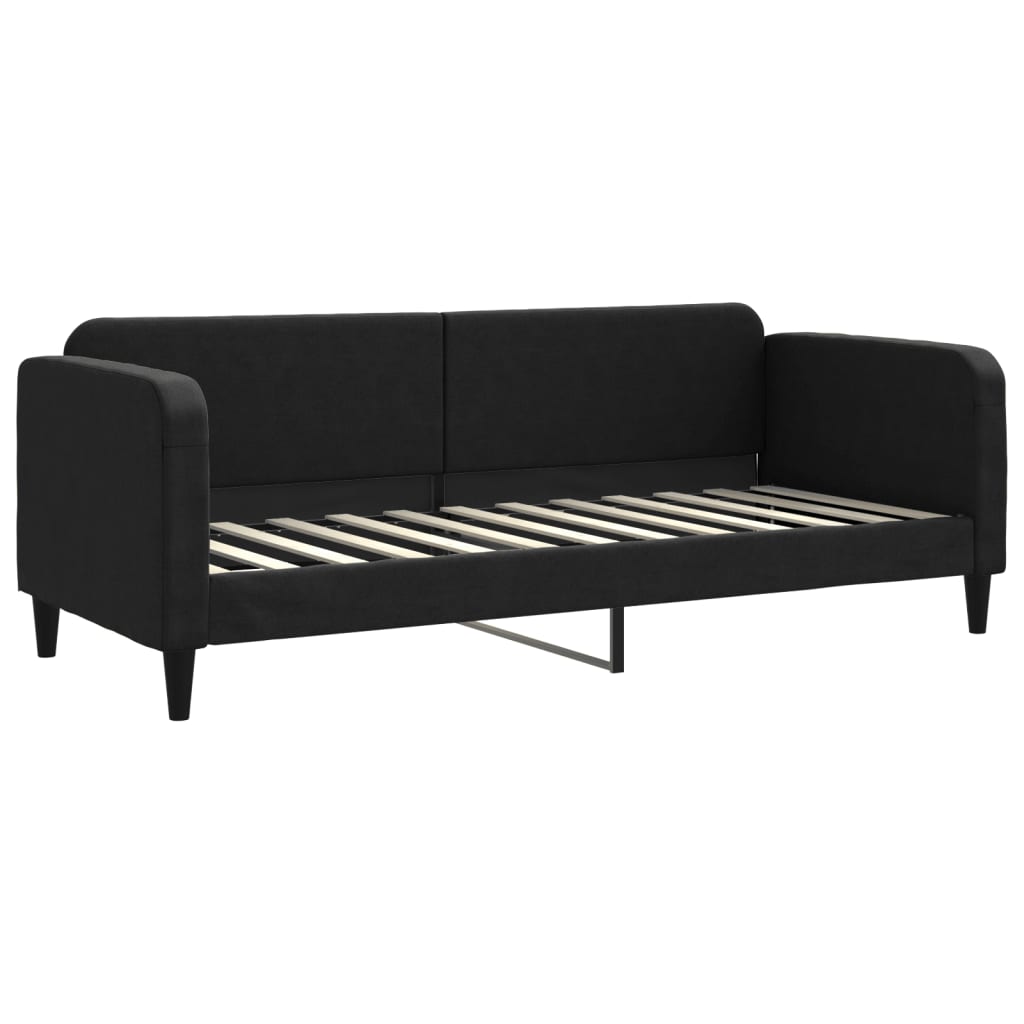 vidaXL Sofa rozsuwana z szufladami, czarna, 80x200 cm, tkanina