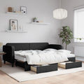 vidaXL Sofa rozsuwana z szufladami, czarna, 80x200 cm, tkanina
