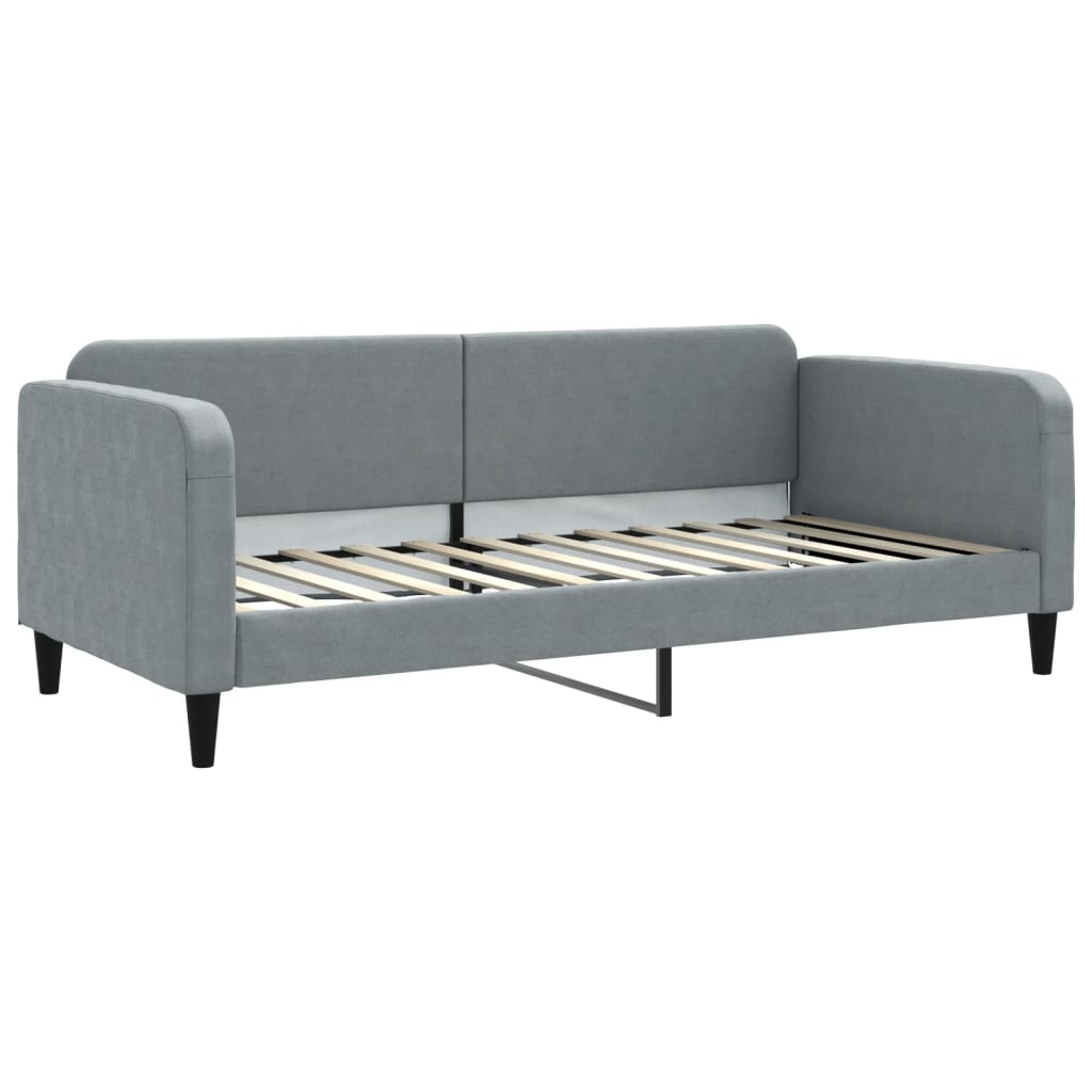 vidaXL Sofa rozsuwana z szufladami, jasnoszara, 90x200 cm, tkanina