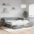 vidaXL Sofa rozsuwana z szufladami, jasnoszara, 90x200 cm, tkanina