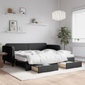 vidaXL Sofa rozsuwana z szufladami, czarna, 90x200 cm, tkanina