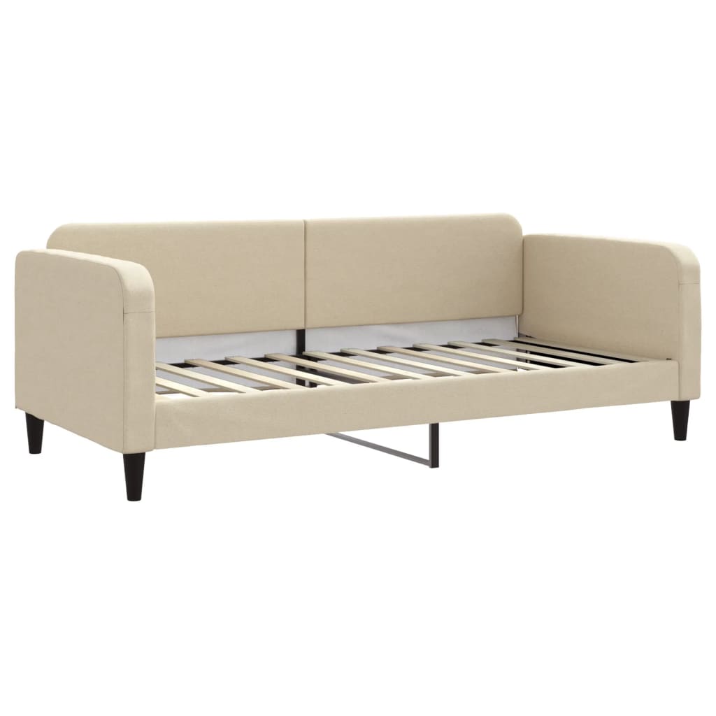vidaXL Sofa rozsuwana z szufladami, kremowa, 90x200 cm, tkanina