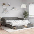 vidaXL Sofa rozsuwana z szufladami, ciemnoszara, 100x200 cm, tkanina