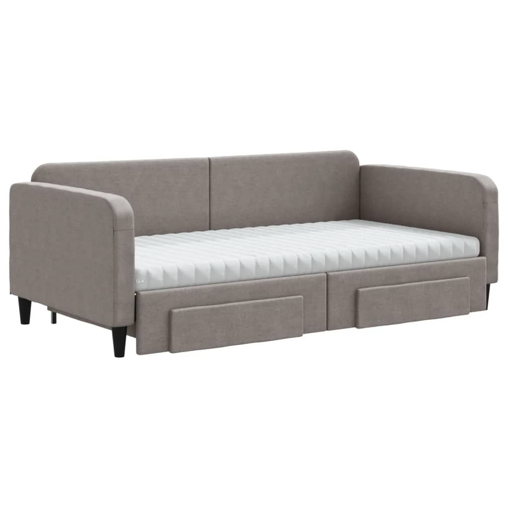 vidaXL Sofa rozsuwana z szufladami, taupe, 100x200 cm, tkanina