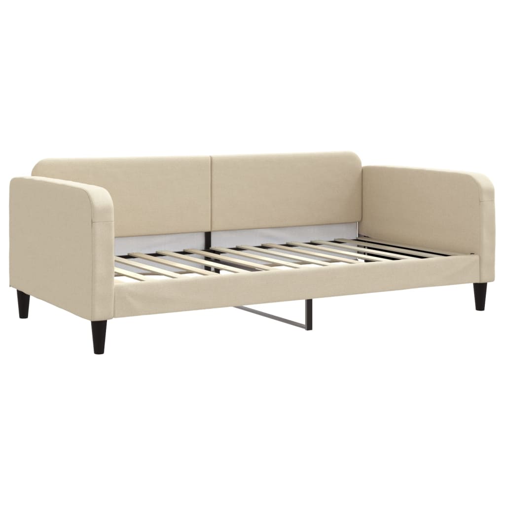 vidaXL Sofa rozsuwana z szufladami, kremowa, 100x200 cm, tkanina