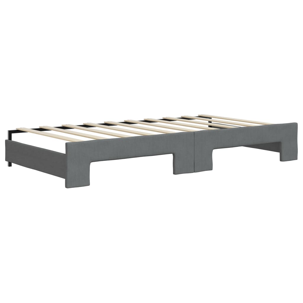 vidaXL Sofa rozsuwana z szufladami, ciemnoszara, 90x190 cm, tkanina
