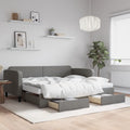 vidaXL Sofa rozsuwana z szufladami, ciemnoszara, 90x190 cm, tkanina