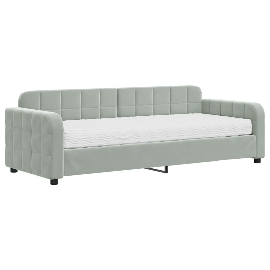 vidaXL Sofa z materacem do spania, jasnoszara, 80x200 cm, aksamit