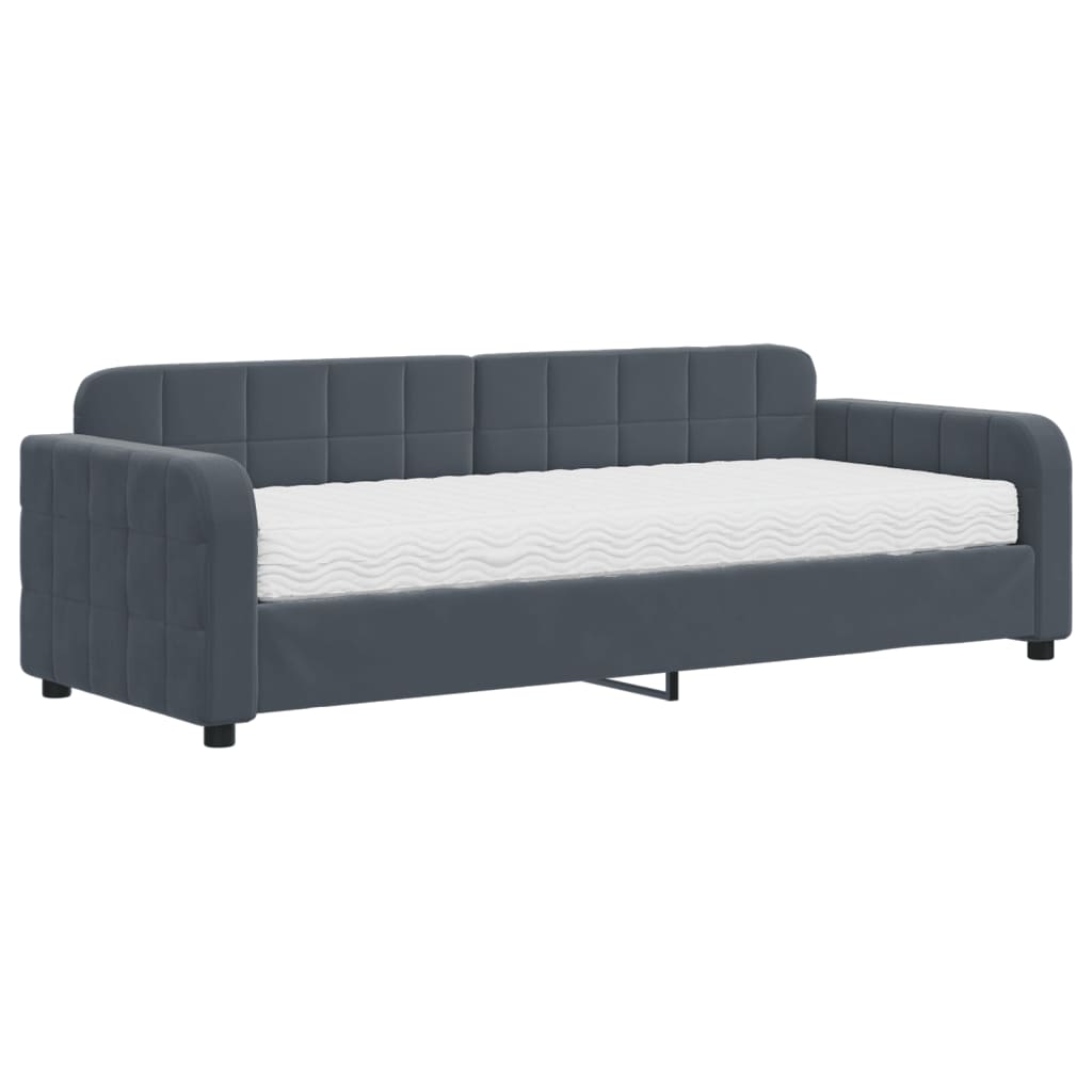 vidaXL Sofa z materacem do spania, ciemnoszara, 80x200 cm, aksamit