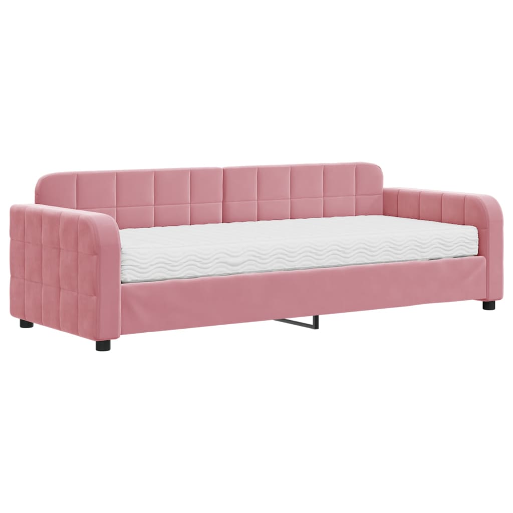 vidaXL Sofa z materacem do spania, różowa, 80x200 cm, aksamit