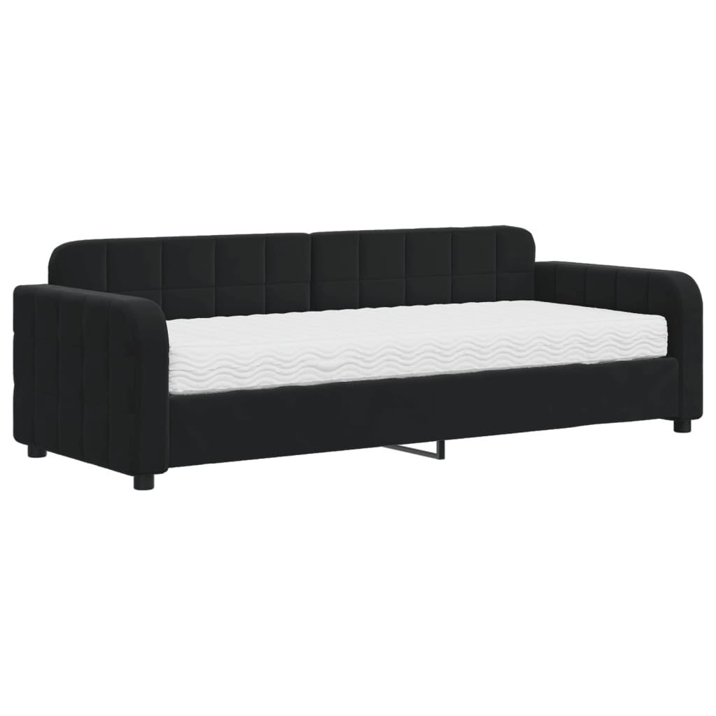 vidaXL Sofa z materacem do spania, czarna, 80x200 cm, aksamit