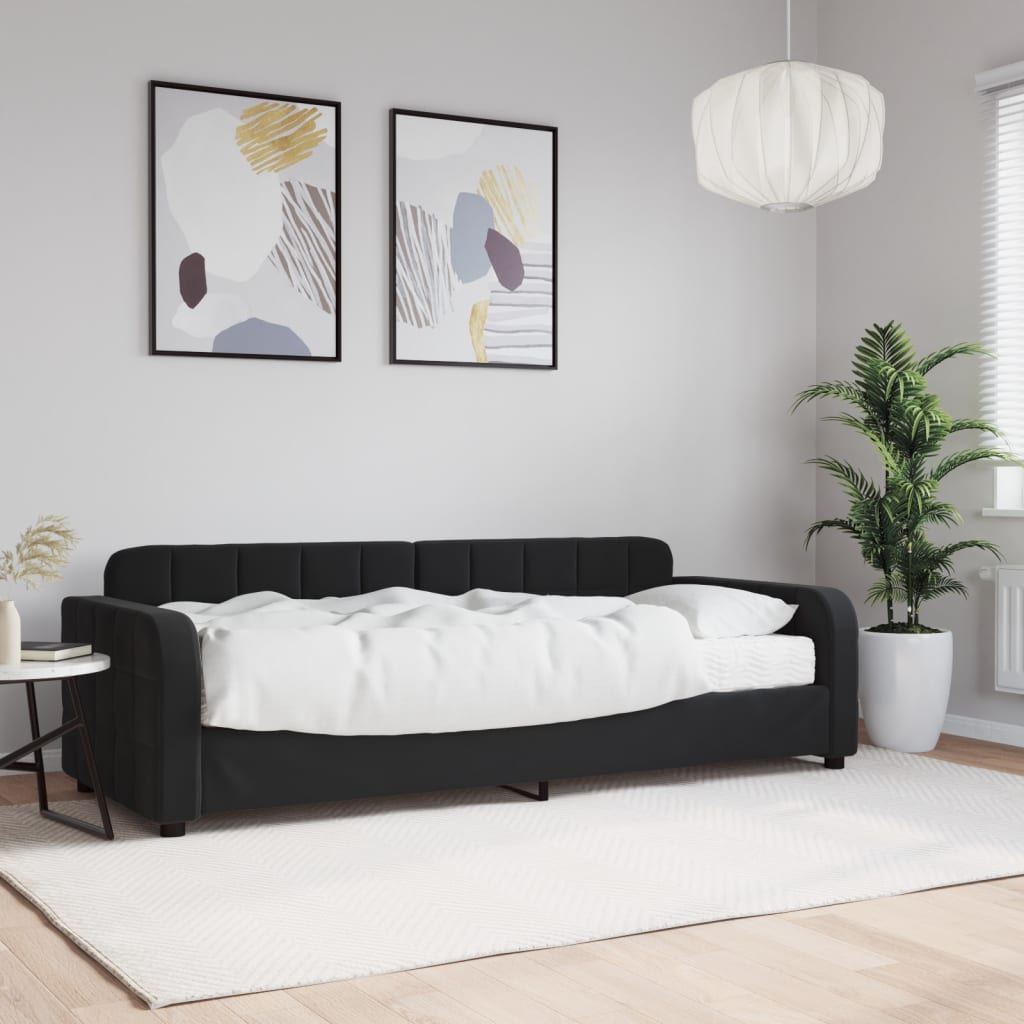 vidaXL Sofa z materacem do spania, czarna, 80x200 cm, aksamit