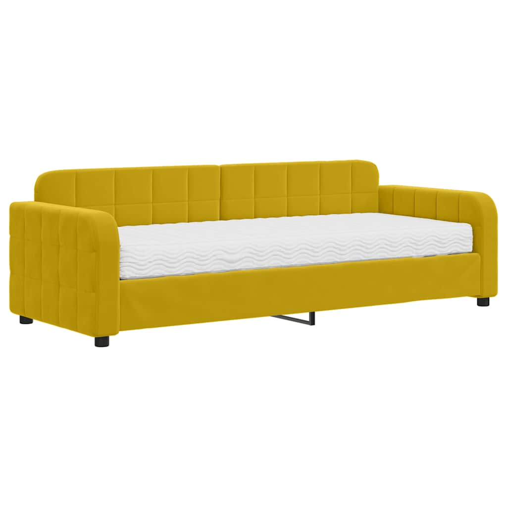 vidaXL Sofa z materacem do spania, żółta, 80x200 cm, aksamit