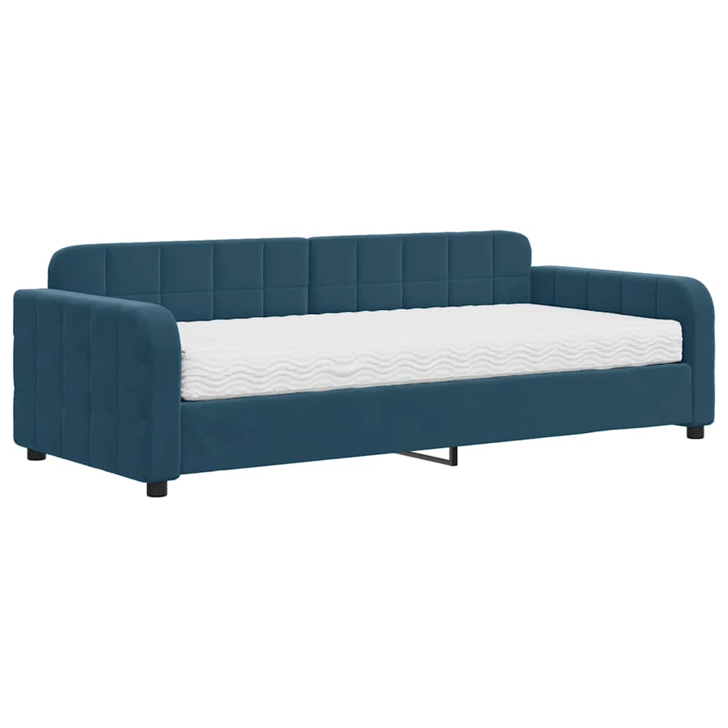 vidaXL Sofa z materacem do spania, niebieska, 90x200 cm, aksamit