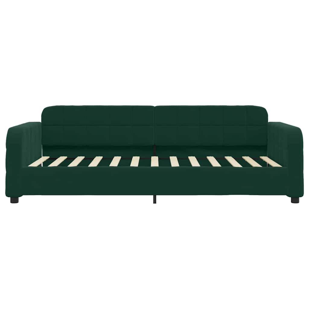 vidaXL Sofa z materacem do spania, ciemnozielona, 90x200 cm, aksamit