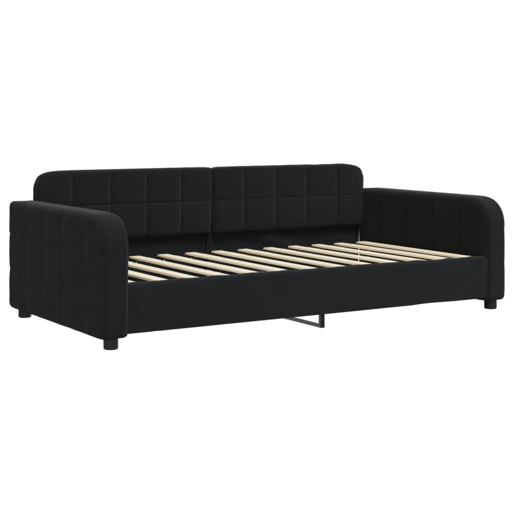 vidaXL Sofa z materacem do spania, czarna, 90x200 cm, aksamit