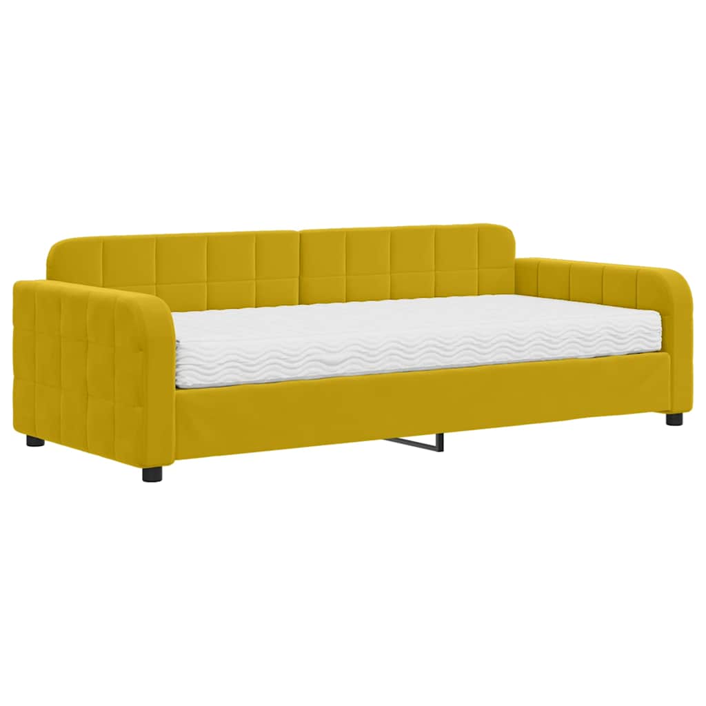 vidaXL Sofa z materacem do spania, żółta, 90x200 cm, aksamit