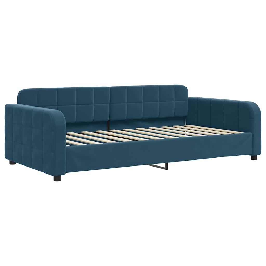 vidaXL Sofa z materacem do spania, niebieska, 100x200 cm, aksamit