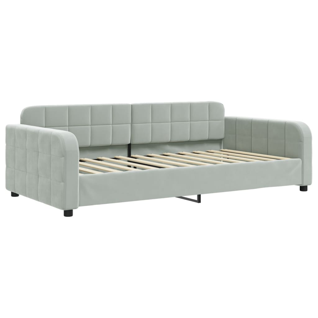 vidaXL Sofa z materacem do spania, jasnoszara, 100x200 cm, aksamit