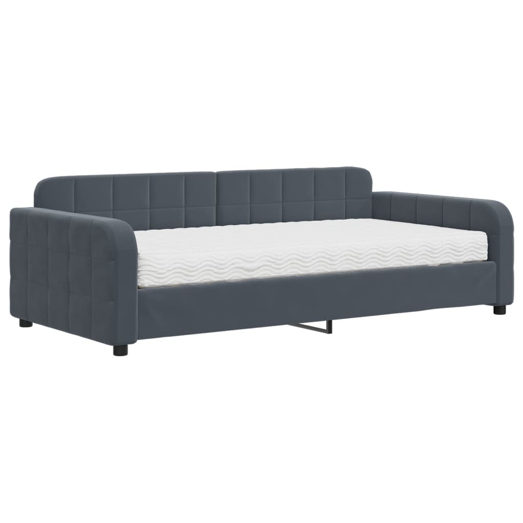 vidaXL Sofa z materacem do spania, ciemnoszara, 100x200 cm, aksamit