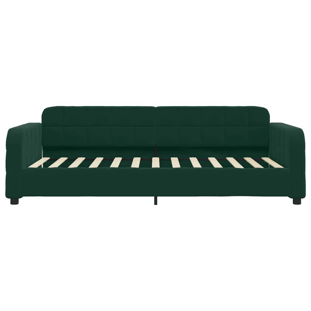 vidaXL Sofa z materacem do spania, ciemnozielona, 100x200 cm, aksamit