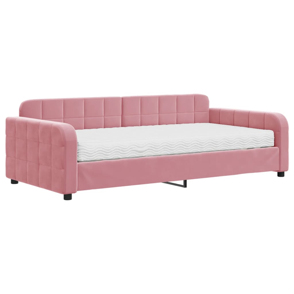 vidaXL Sofa z materacem do spania, różowa, 100x200 cm, aksamit