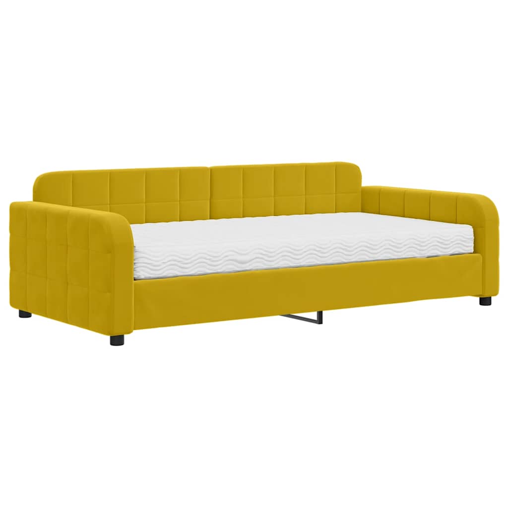 vidaXL Sofa z materacem do spania, żółta, 100x200 cm, aksamit