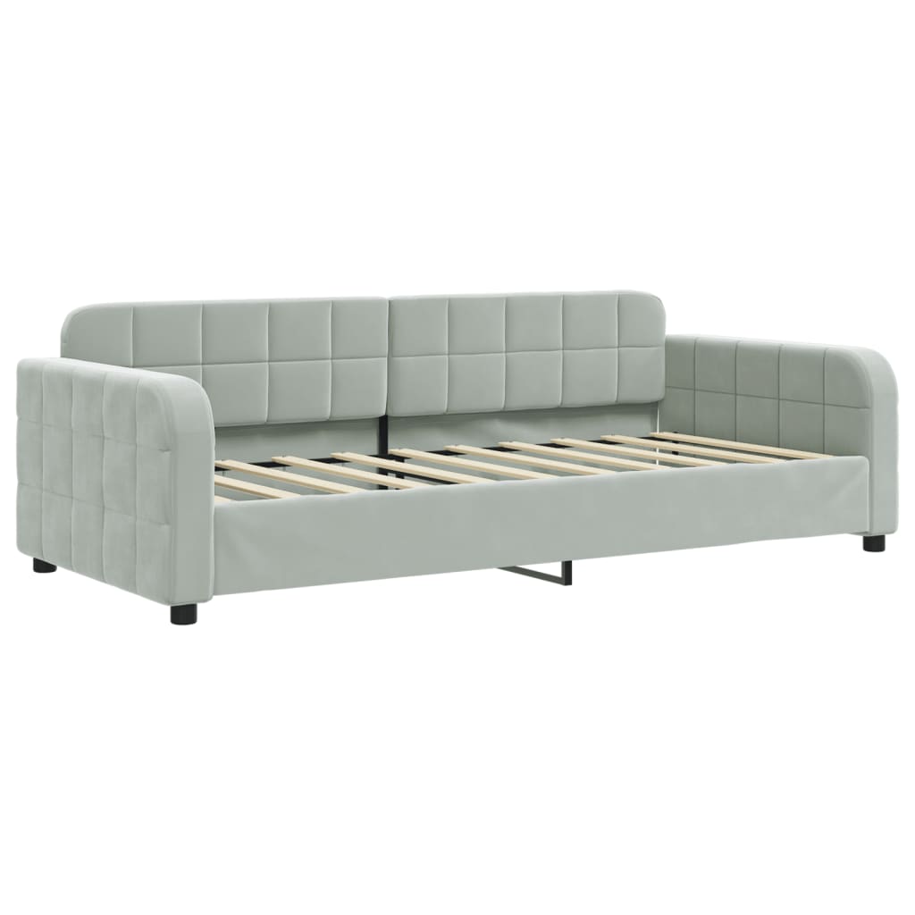 vidaXL Sofa z materacem do spania, jasnoszara, 90x190 cm, aksamit