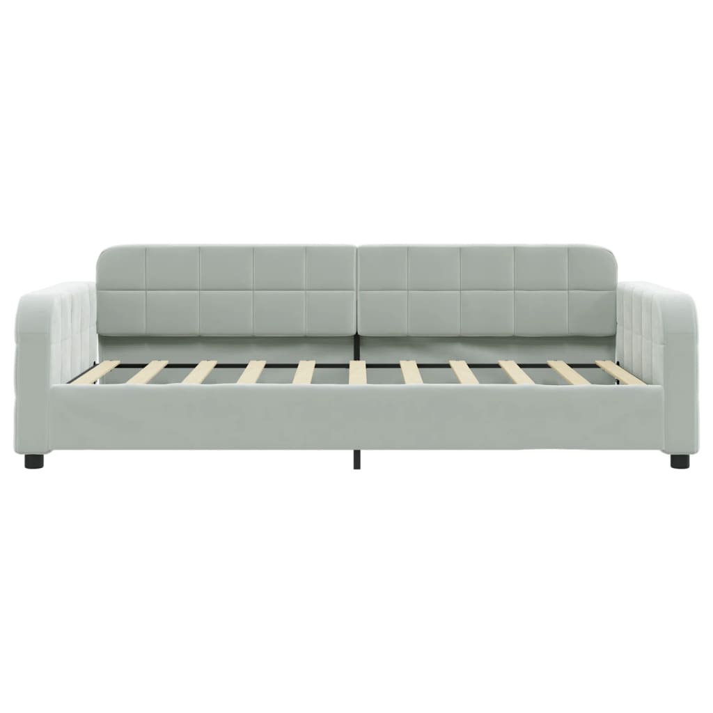 vidaXL Sofa z materacem do spania, jasnoszara, 90x190 cm, aksamit