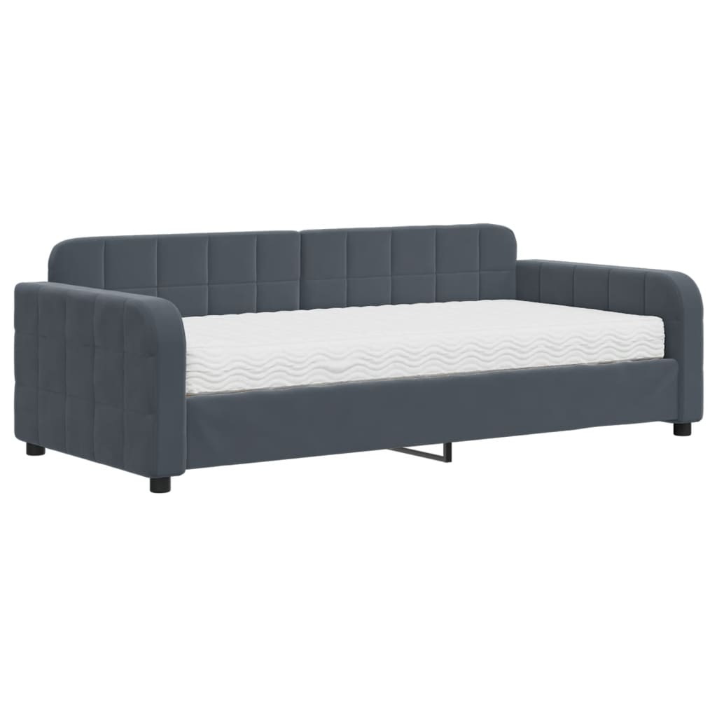 vidaXL Sofa z materacem do spania, ciemnoszara, 90x190 cm, aksamit