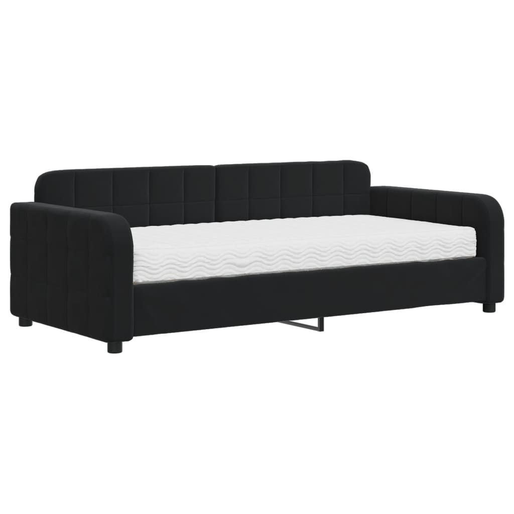 vidaXL Sofa z materacem do spania, czarna, 90x190 cm, aksamit