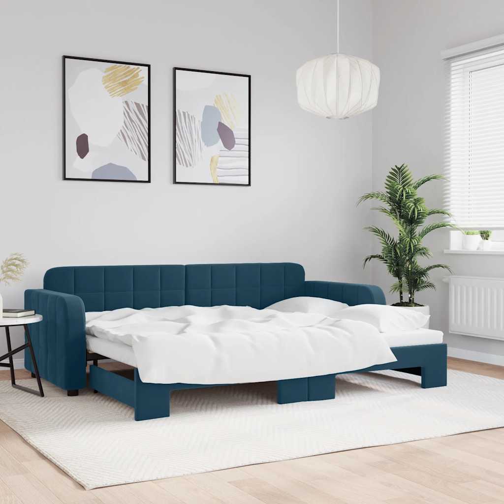 vidaXL Sofa rozsuwana, niebieska, 80x200 cm, aksamit