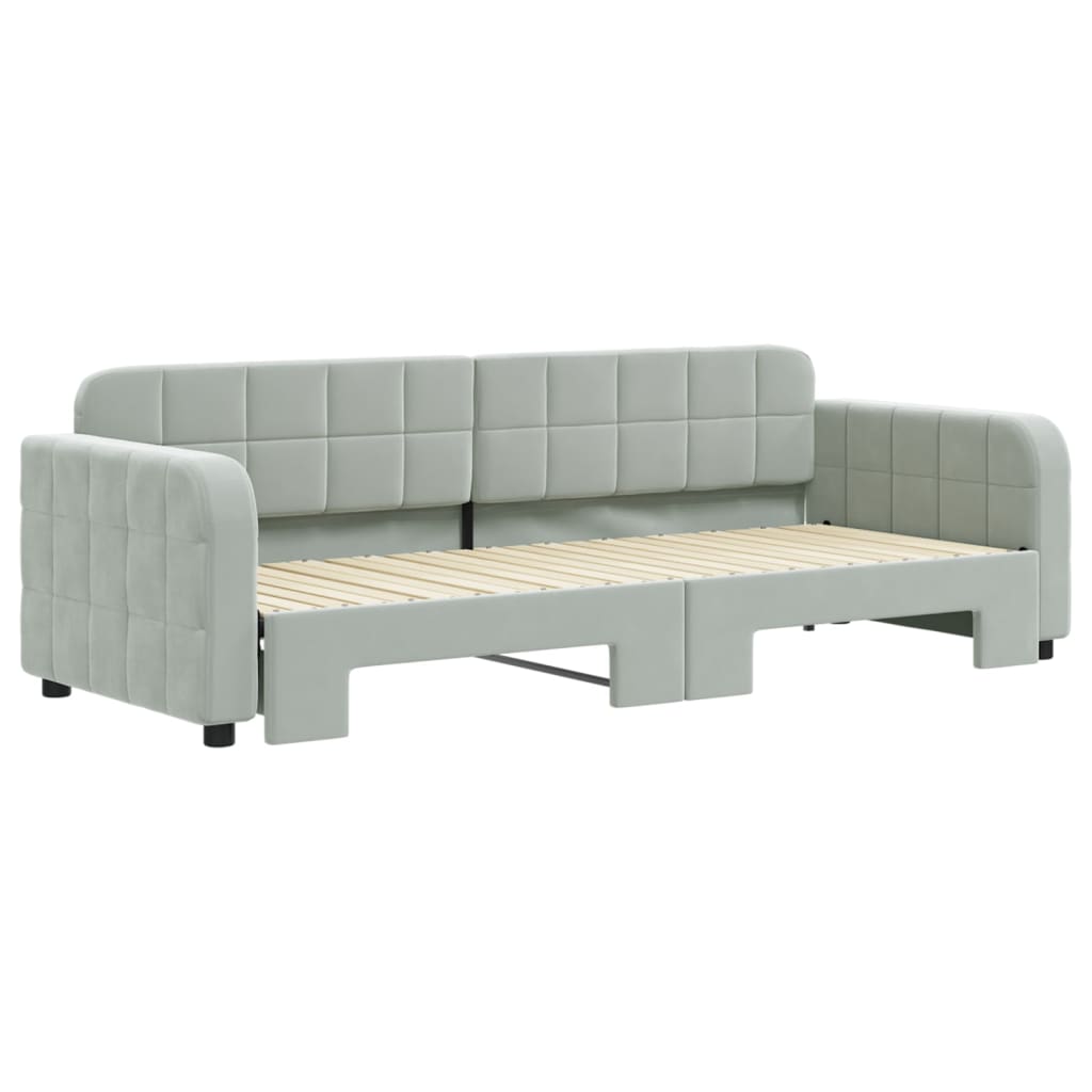 vidaXL Sofa rozsuwana, jasnoszara, 80x200 cm, aksamit
