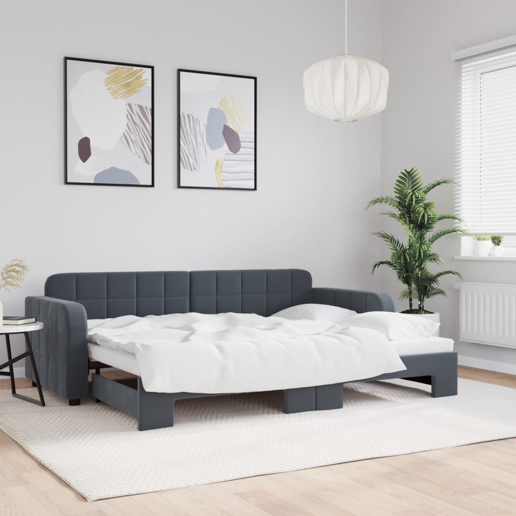 vidaXL Sofa rozsuwana, ciemnozielona, 80x200 cm, aksamit