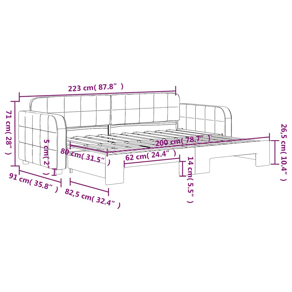 vidaXL Sofa rozsuwana, ciemnozielona, 80x200 cm, aksamit