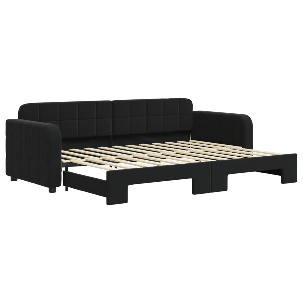 vidaXL Sofa rozsuwana, czarna, 80x200 cm, aksamit
