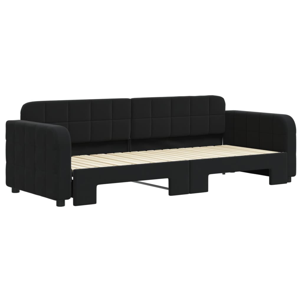 vidaXL Sofa rozsuwana, czarna, 80x200 cm, aksamit