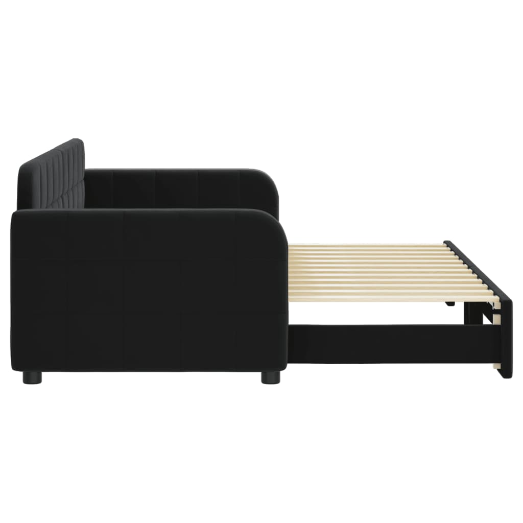 vidaXL Sofa rozsuwana, czarna, 80x200 cm, aksamit