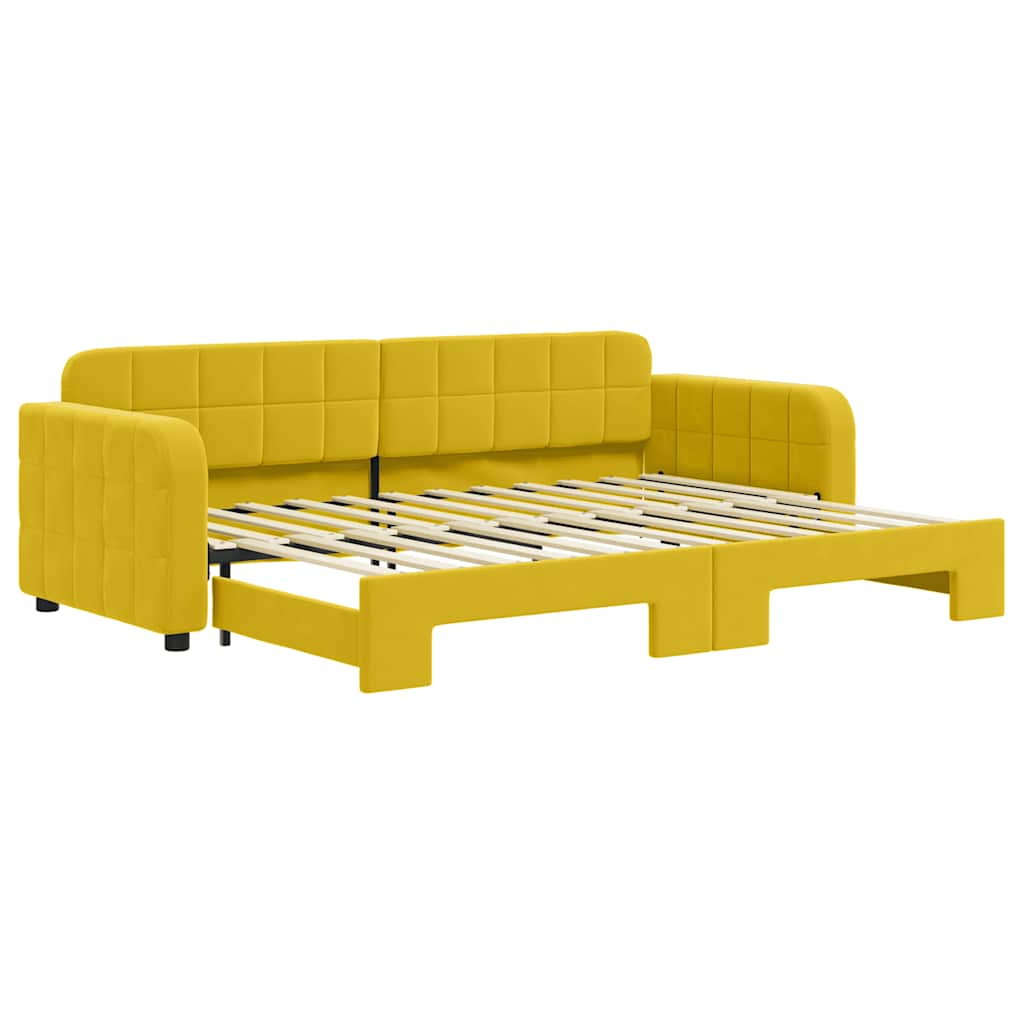 vidaXL Sofa rozsuwana, żółta, 80x200 cm, aksamit