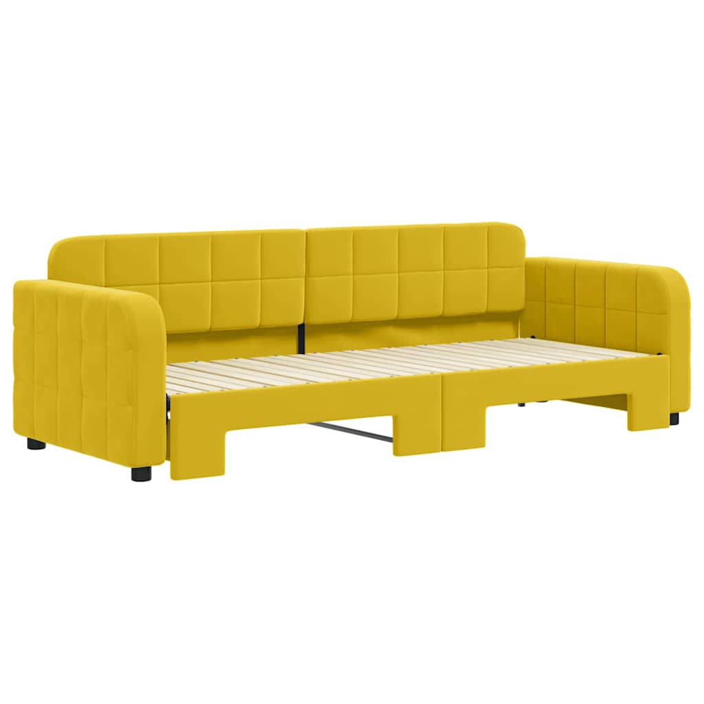 vidaXL Sofa rozsuwana, żółta, 80x200 cm, aksamit