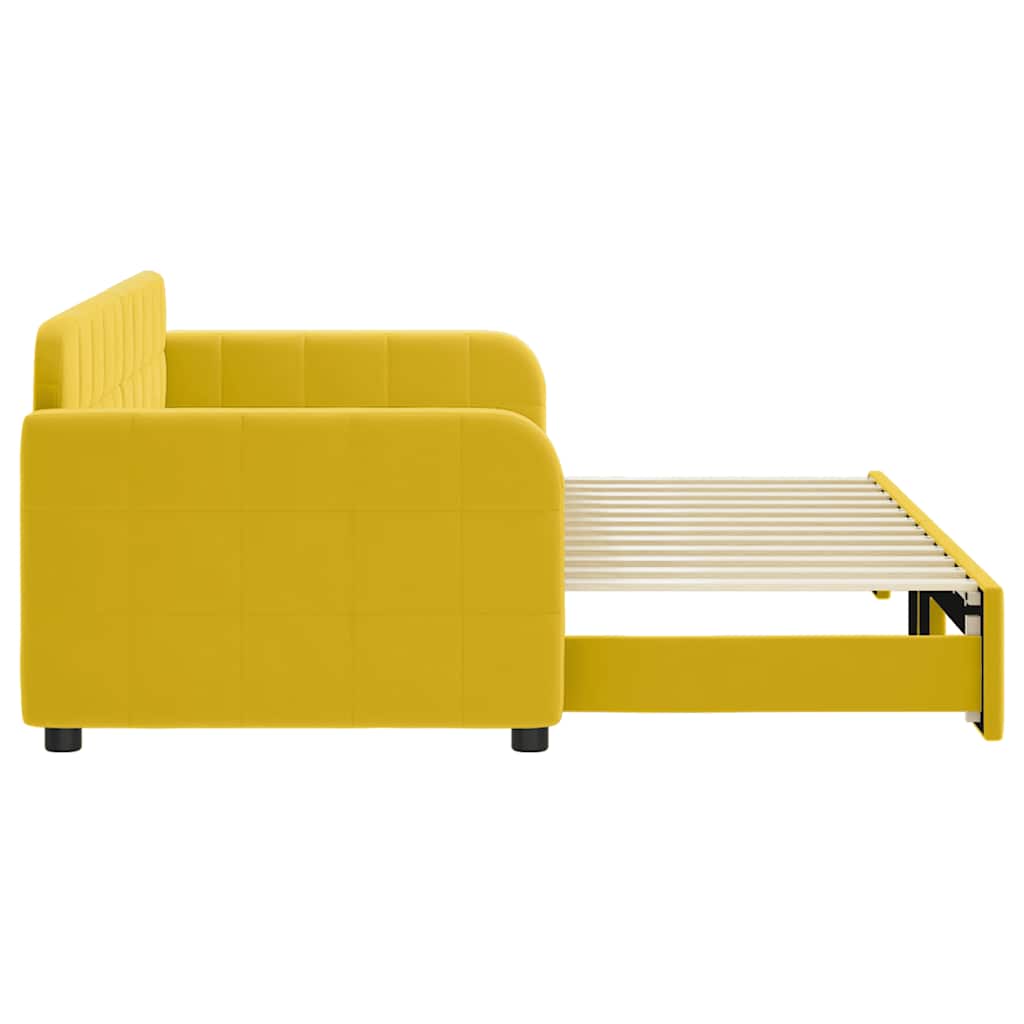 vidaXL Sofa rozsuwana, żółta, 80x200 cm, aksamit