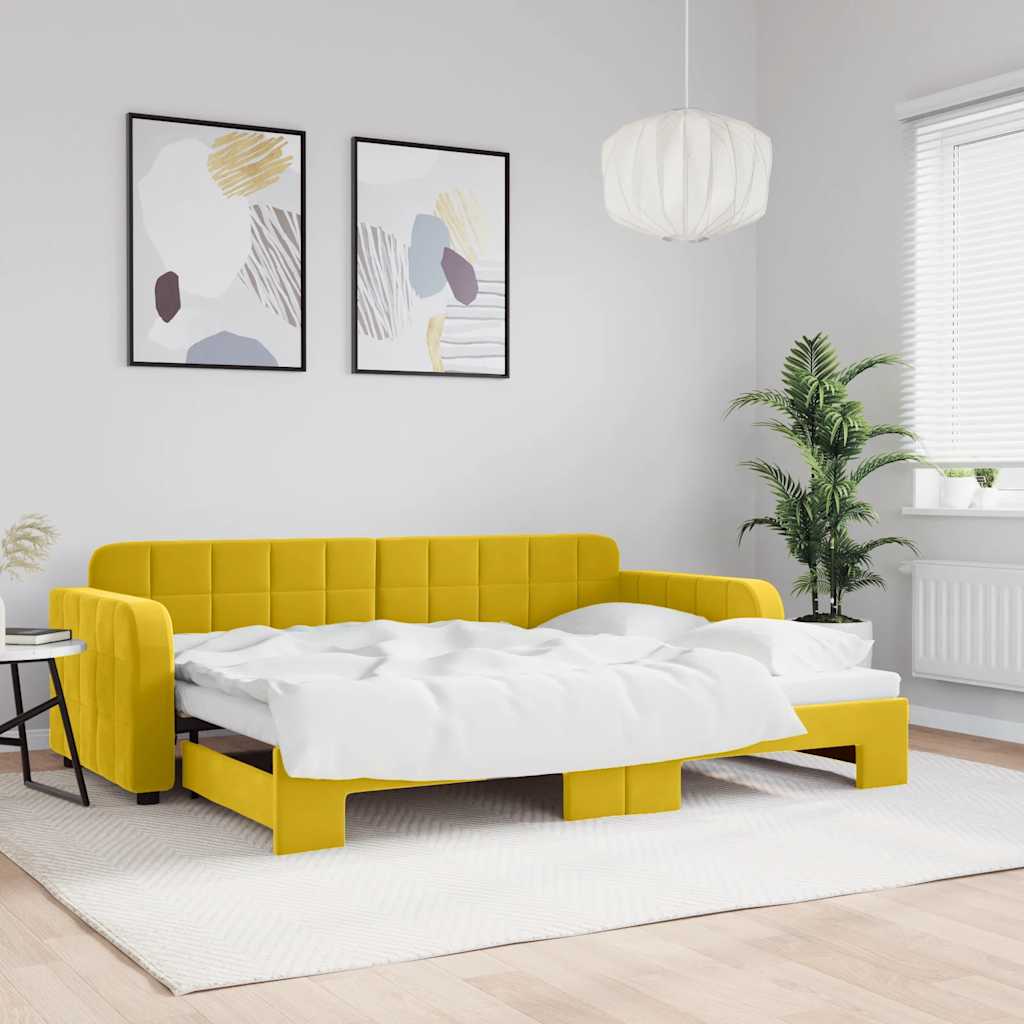 vidaXL Sofa rozsuwana, żółta, 80x200 cm, aksamit