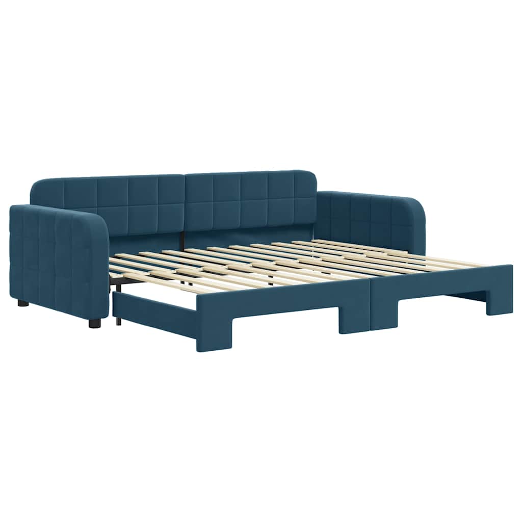 vidaXL Sofa rozsuwana, niebieska, 90x200 cm, aksamit