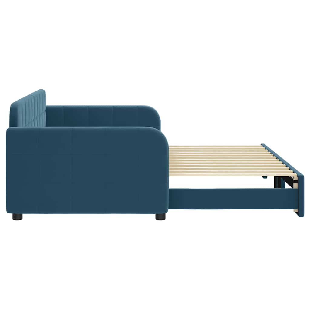 vidaXL Sofa rozsuwana, niebieska, 90x200 cm, aksamit