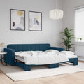 vidaXL Sofa rozsuwana, niebieska, 90x200 cm, aksamit
