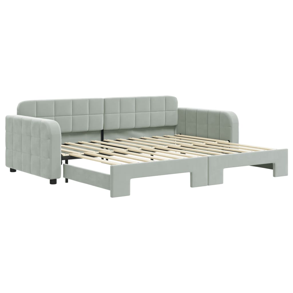 vidaXL Sofa rozsuwana, jasnoszara, 90x200 cm, aksamit
