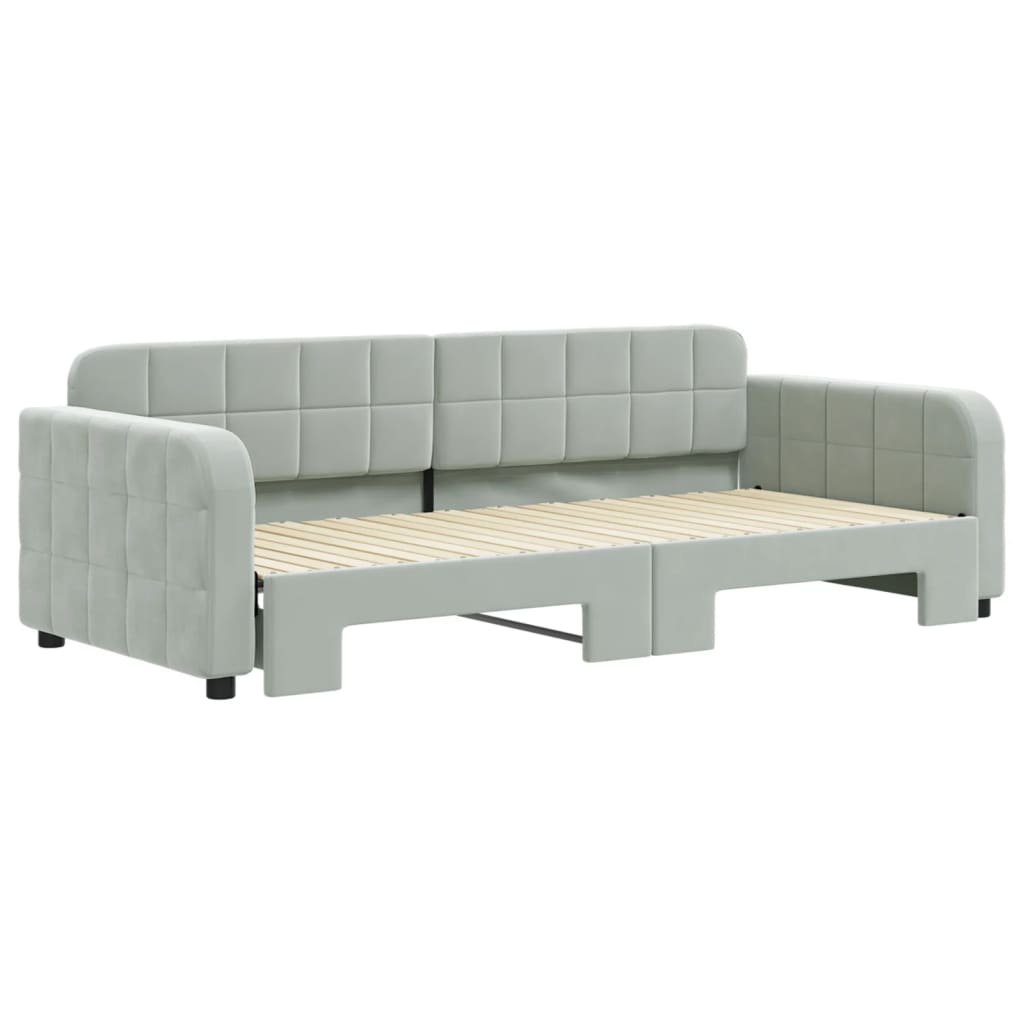 vidaXL Sofa rozsuwana, jasnoszara, 90x200 cm, aksamit