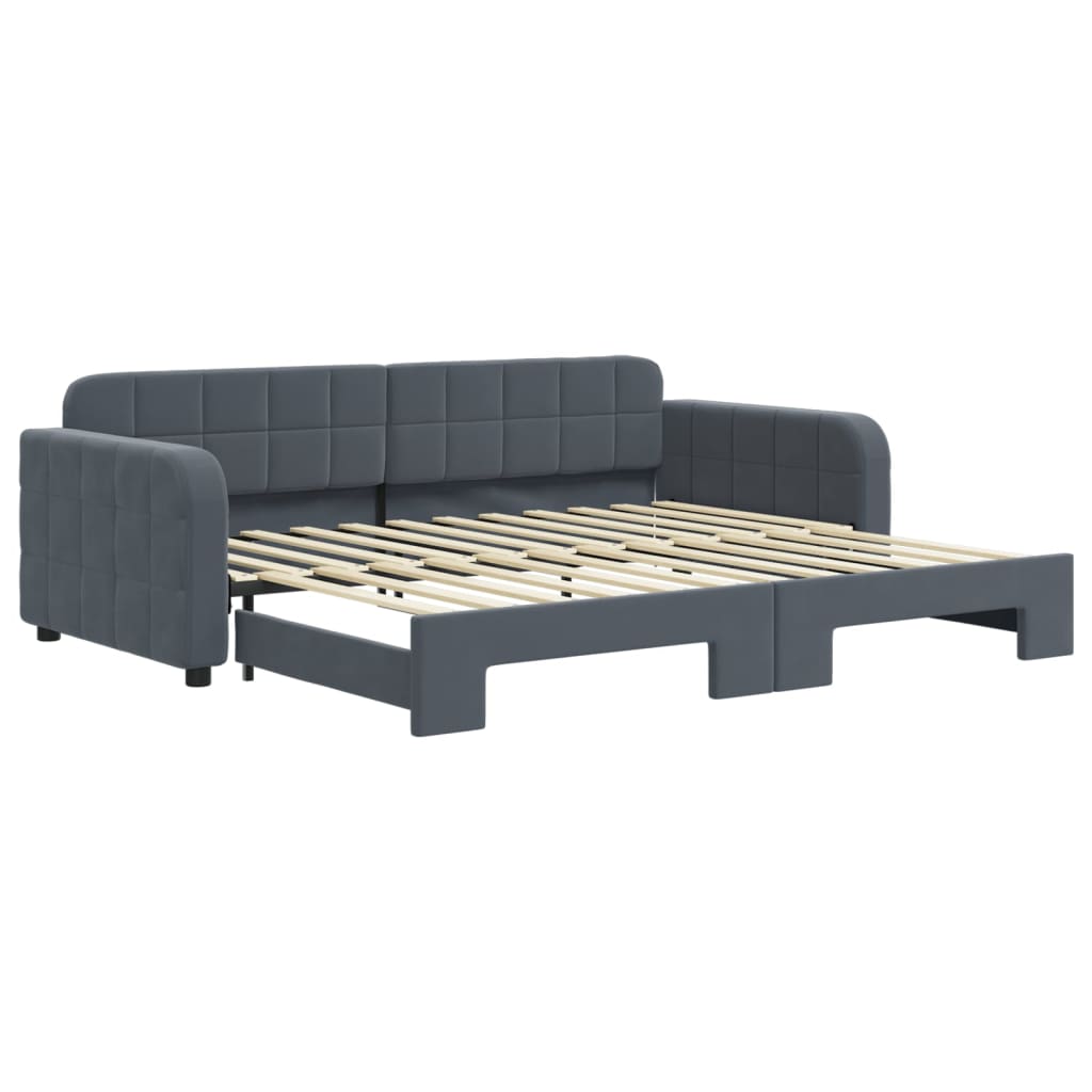 vidaXL Sofa rozsuwana, ciemnoszara, 90x200 cm, aksamit