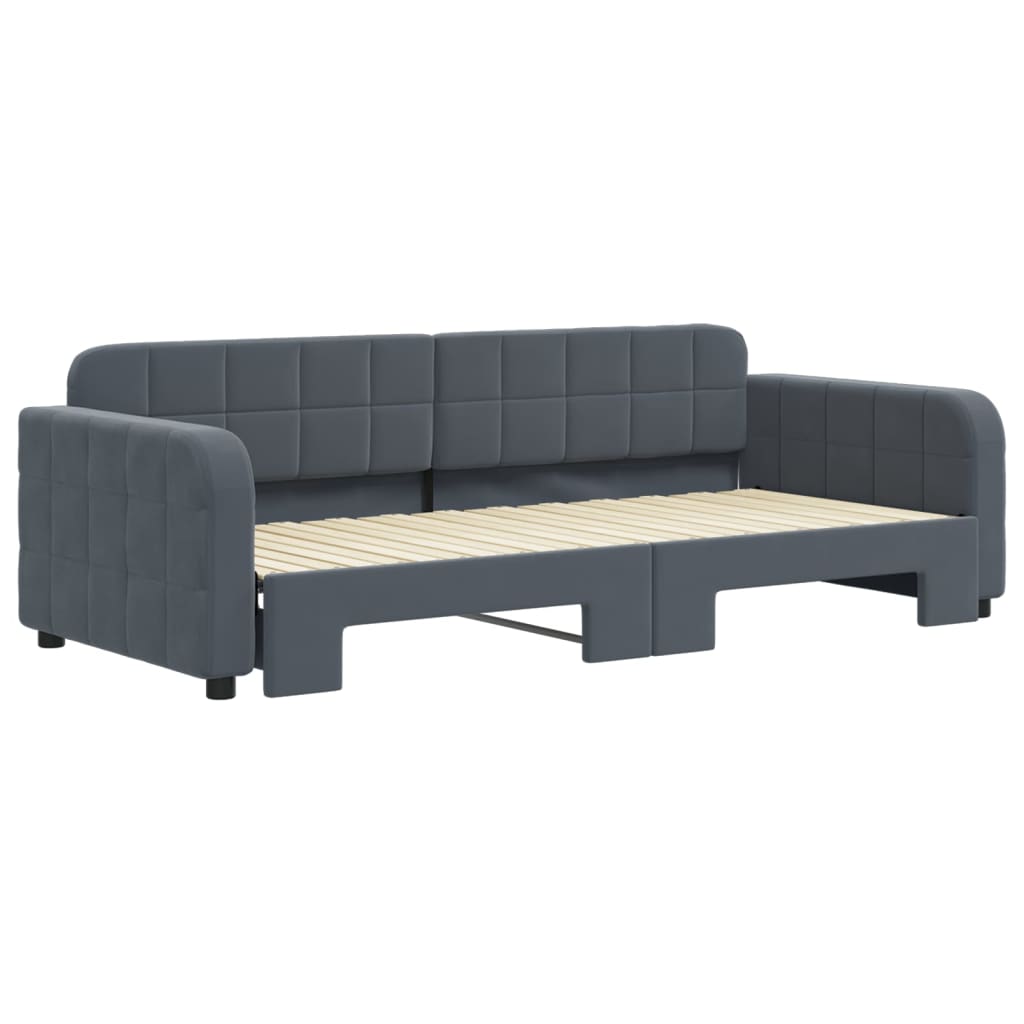 vidaXL Sofa rozsuwana, ciemnoszara, 90x200 cm, aksamit