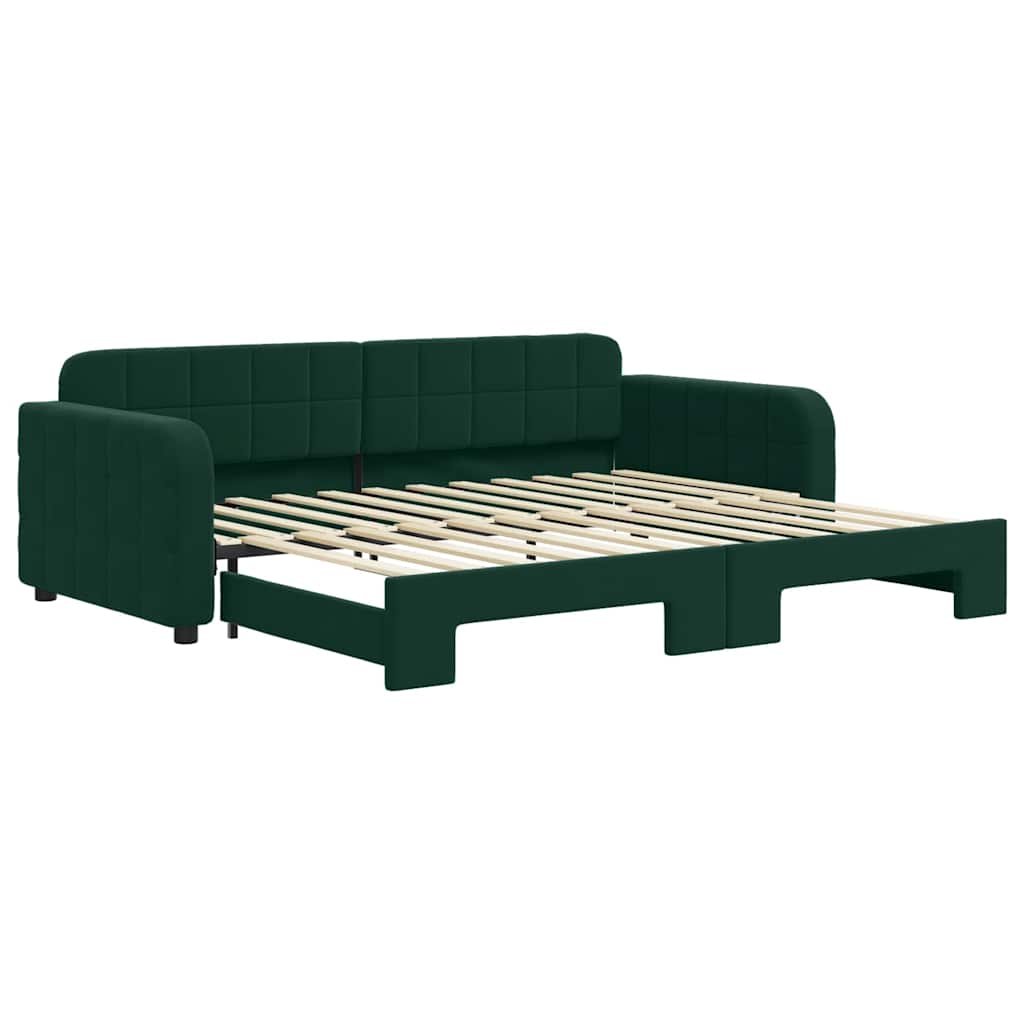 vidaXL Sofa rozsuwana, ciemnozielona, 90x200 cm, aksamit